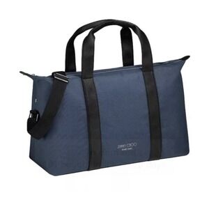 Jimmy Choo Parfums Nylon Weekender Duffle Bag Navy Black Shoulder Strap NWT
